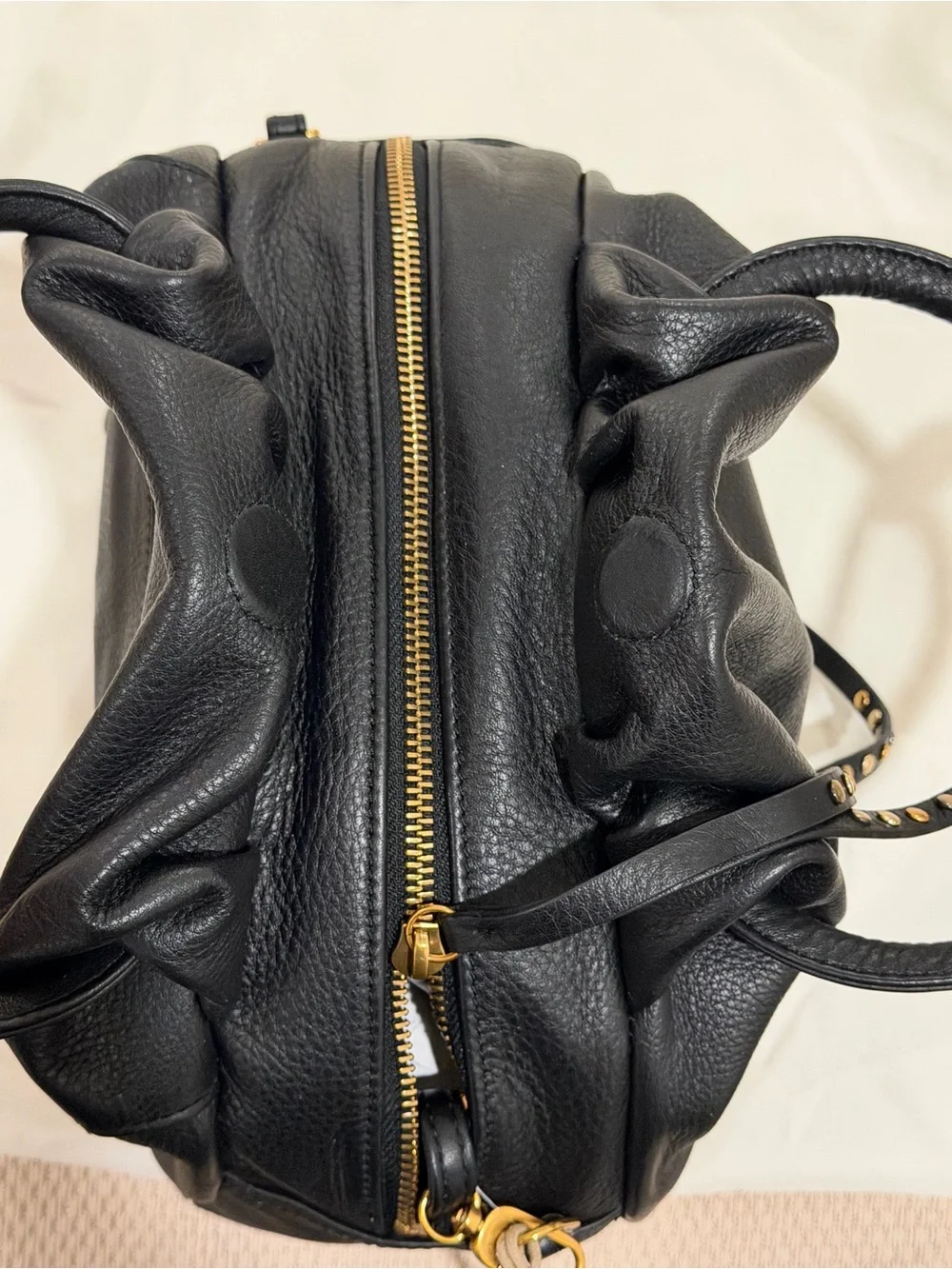 Joanna Maxham Pebbled Black Leather Bag